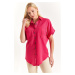armonika Women's Fuchsia Linen Shirt with Double Pocket Detail and a yoke at the back