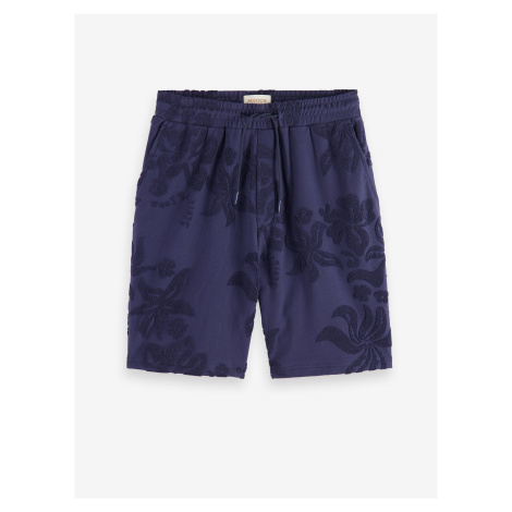 Tmavomodré pánske teplákové kraťasy Scotch & Soda Jacquard Towelling Shorts