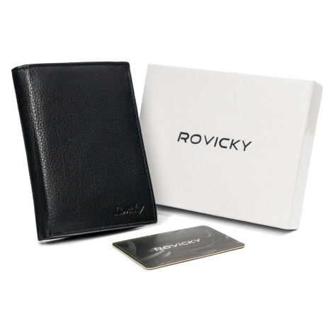Elegantná pánska peňaženka z prírodnej kože, čierna, RFID ochrana - Rovicky