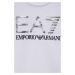 Detská bavlnená košeľa s dlhým rukávom EA7 Emporio Armani biela farba, s potlačou