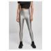 Women's Shiny Metallic High-Waisted Leggings - Dark Silver