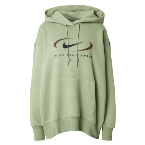 Nike Sportswear Mikina 'Swoosh'  hnedá / svetlozelená / čierna