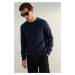 Trendyol Limited Edition Navy Blue Regular Wool Crew Neck Plain Knitted Sweater