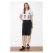 Trendyol Midi Denim Skirt with Black Double Button Detail Asymmetrically Closed Slit