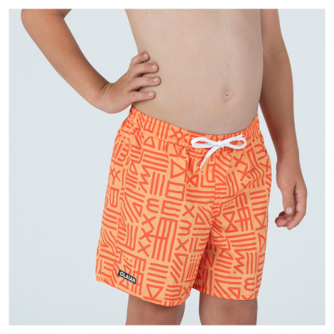 Chlapčenské plážové šortky 100 Sign oranžové OLAIAN