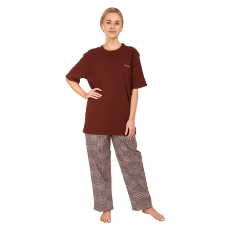 Dámske pyžamo Calvin Klein hnědé (QS6976E-CD1)