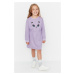 Trendyol Lilac Printed Girl's Knitted Dress