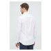 Bavlnená košeľa Emporio Armani pánska, biela farba, regular, s talianskym golierom