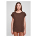 Women's T-shirt with extended shoulder brown