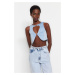 Trendyol Blue Crop Window/Cut Out Detailed Knitted Bustier with Accessories