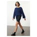 Trendyol Navy Blue Crew Neck Oversize/Wide Fit Spanish Sleeve Knitted Sweatshirt