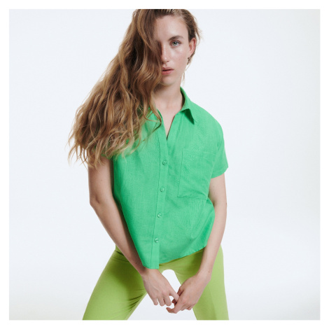 Reserved - Ľanová košeľa - Zelená