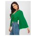 Green clutch formal blouse with wide sleeves