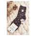Women's insulated socks with polka dots and teddy bears, dark grey