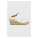 Sandále Tommy Hilfiger HIGH WEDGE SEERSUCKER dámske, zelená farba, na kline, FW0FW07158