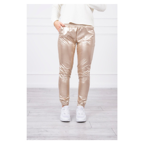 Double-layer trousers with beige velour