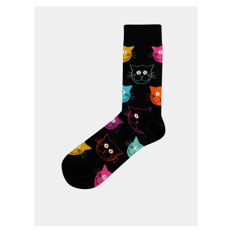 Čierne vzorované ponožky Happy Socks Cat
