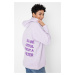 Trendyol Lilac Thick Fleece Interior Printed On the Back Oversized/Cromatic Knitted Sweatshirt