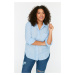 Trendyol Curve Blue Boyfriend Woven Shirt