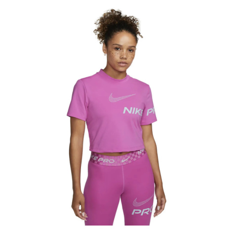 NIKE-W PRO DF GRX SS CROP TOP-Pink Ružová