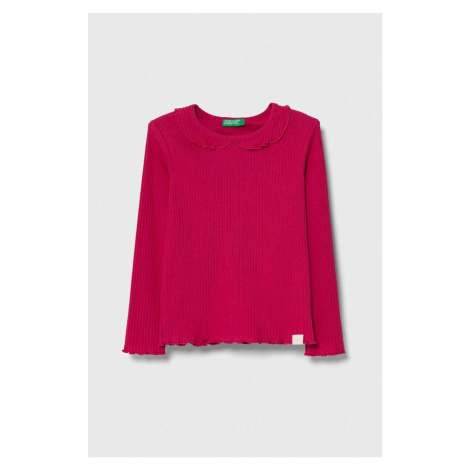 Detské tričko s dlhým rukávom United Colors of Benetton ružová farba