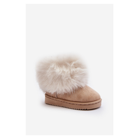 Children's insulated snow boots with fur, beige Nohie