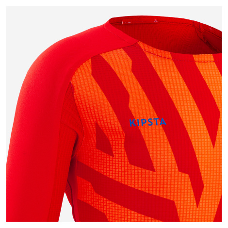 Detský futbalový dres Viralto Aqua s dlhým rukávom oranžovo-červený KIPSTA