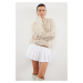 Trendyol Stone Soft Texture Tassel Coat Knitwear Cardigan