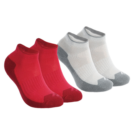 Detské nízke turistické ponožky mh100 2 páry ružové a sivé QUECHUA