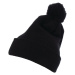 Pom Pom Knit hat with cuff black