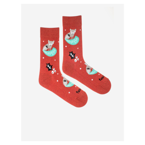 Červené dámske vzorované ponožky Fusakle
