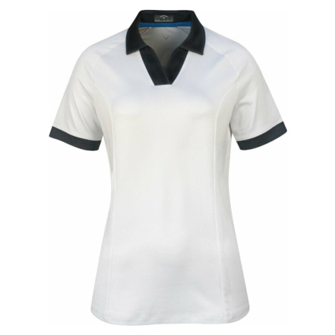Callaway Womens Short Sleeve V-Placket Colourblock Polo Brilliant White Polo košeľa