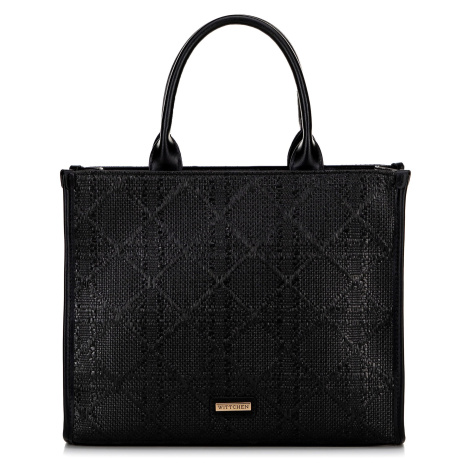 Pletená dámska slamená shopperka čierna Wittchen