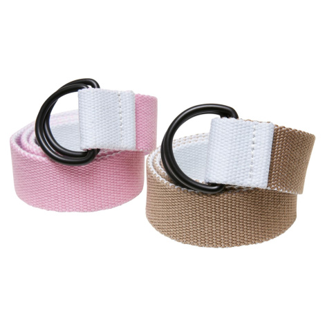 Easy D-Ring Belt Kids 2-Pack White/Beige+White/Pink
