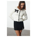 Trendyol Ecru Ribbon/Bow Detailed Beaded Knitted Cardigan