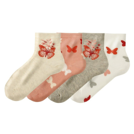 Súprava 4 párov nízkych ponožiek s motívom motýľov Blancheporte