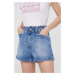 Rifľové krátke nohavice Pepe Jeans Reese Short dámske, jednofarebné, vysoký pás