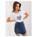 White and navy blue T-shirt with heart print BASIC FEEL GOOD