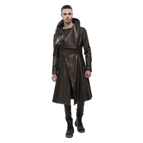 kabát DEVIL FASHION Villain Blues Punk Faux Leather Trench Coat