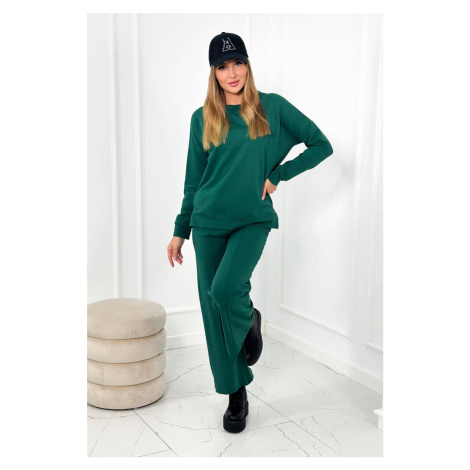 Cotton set Sweatshirt + Wide-leg trousers green