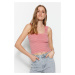Trendyol Dried Rose Crop Knitted Blouse With Knitted Detail
