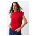 Trendyol Red Regular/Normal Fit Brode Detail Raglan Sleeve Knitted T-Shirt