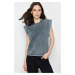 Trendyol Anthracite*001 Faded Effect 100% Cotton Wadding Appearance Basic Crew Neck Knitted T-Sh