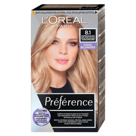 Permanentná farba Loréal Préférence 8.1 svetlá popolavá blond - L’Oréal Paris + darček zadarmo