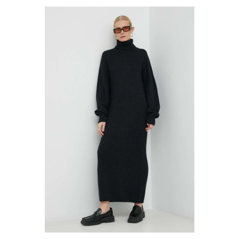 Vlnené šaty Birgitte Herskind Tipp Knit Dress čierna farba, maxi, rovný strih