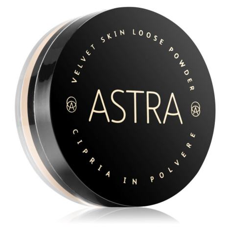 Astra Make-up Velvet Skin sypký rozjasňujúci púder pre zamatový vzhľad pleti odtieň 02 Porcelain