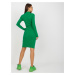 Basic green ribbed turtleneck dress for everyday wear