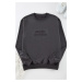 Trendyol Anthracite Oversize/Wide Cut Embossed Text Printed Sweatshirt