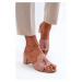 Women's slippers with eco suede high heels, pink Jemenna