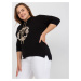 Černá dámská halenka plus size s 3/4 rukávem JEDNA